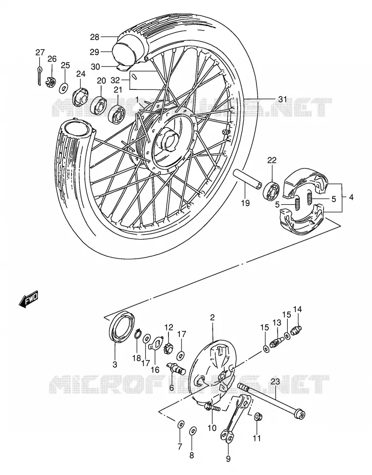 ROUE AVANT (GS125UR) Suzuki MOTO 125 GS 1994  GS125UR(E1)