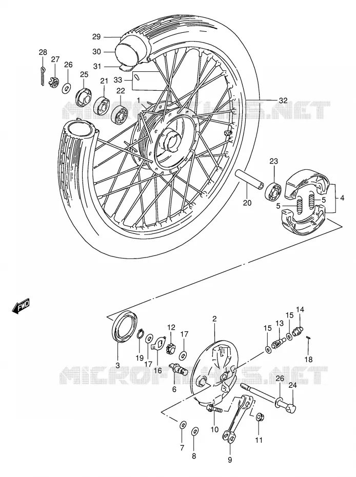 ROUE AVANT (GS125Z/D) Suzuki MOTO 125 GS 1990  GS125ESL(E1)