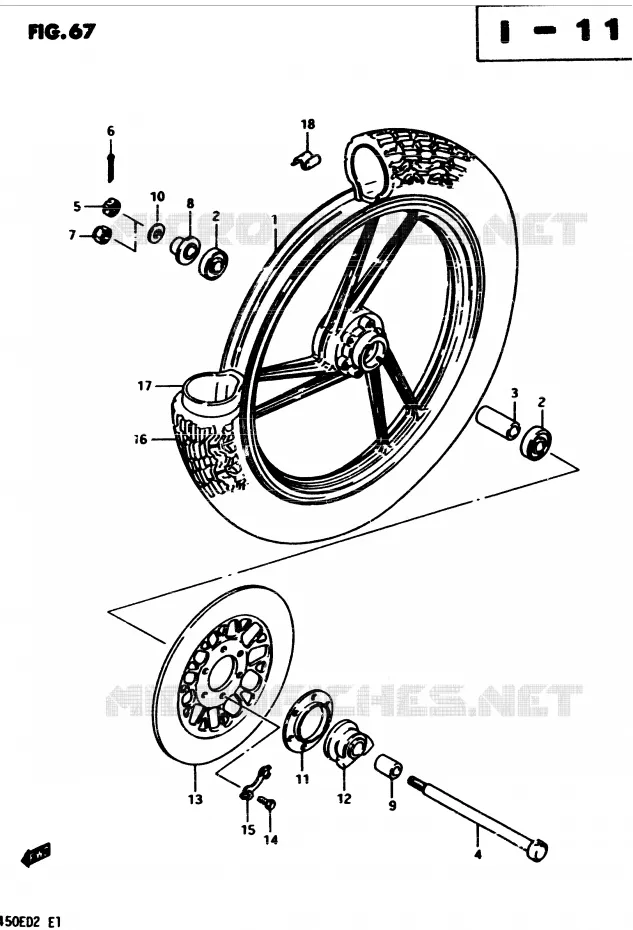 ROUE AVANT (MODELE D) Suzuki MOTO 450 GS-E 1983  GS450ED2(2/Z/D)