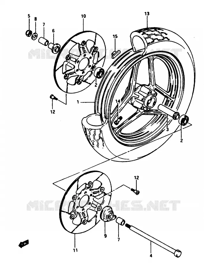 ROUE AVANT (MODELE E) Suzuki MOTO 1100 GSX-E 1985  GSX1100EFF(E/F/G)