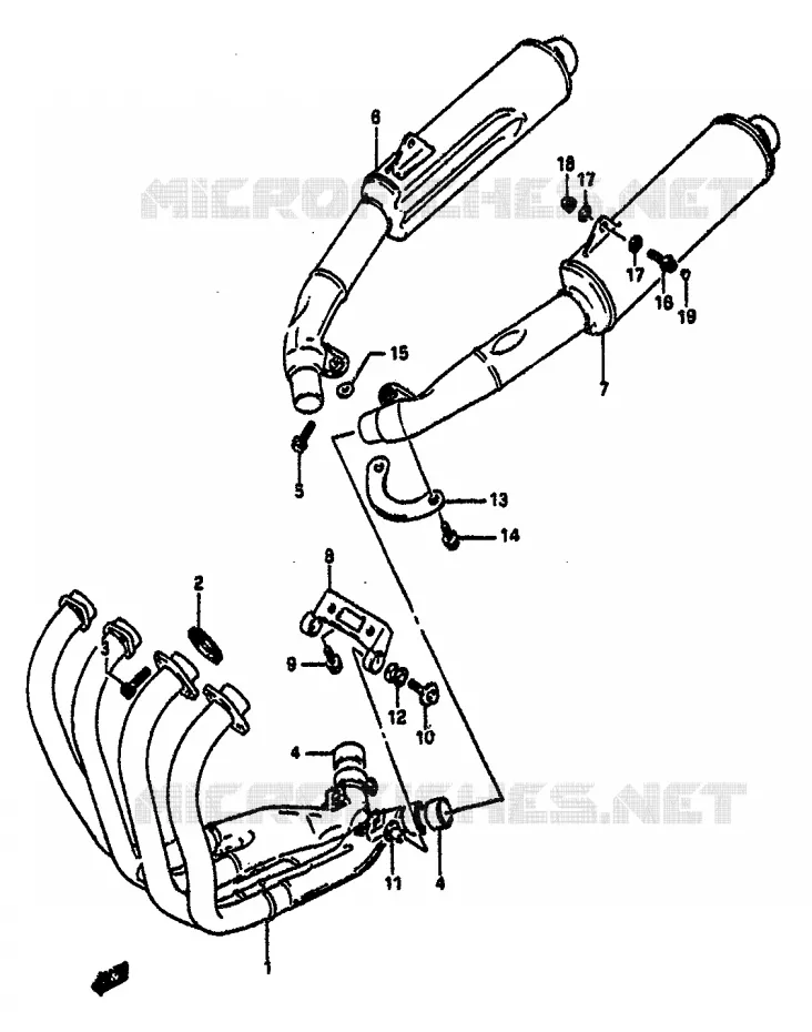 SILENCIEUX Suzuki MOTO 1100 GSX-R 1991  GSX-R1100M(M/N)