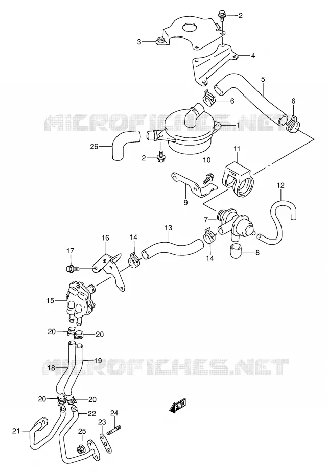 SYSTÈME DE RECYCLAGE GAZ D'ECHAPPEMENT (MODELE N/P/R/S/T:E18,E39) Suzuki MOTO 500 GS-E 1996  GS500ET(E2)