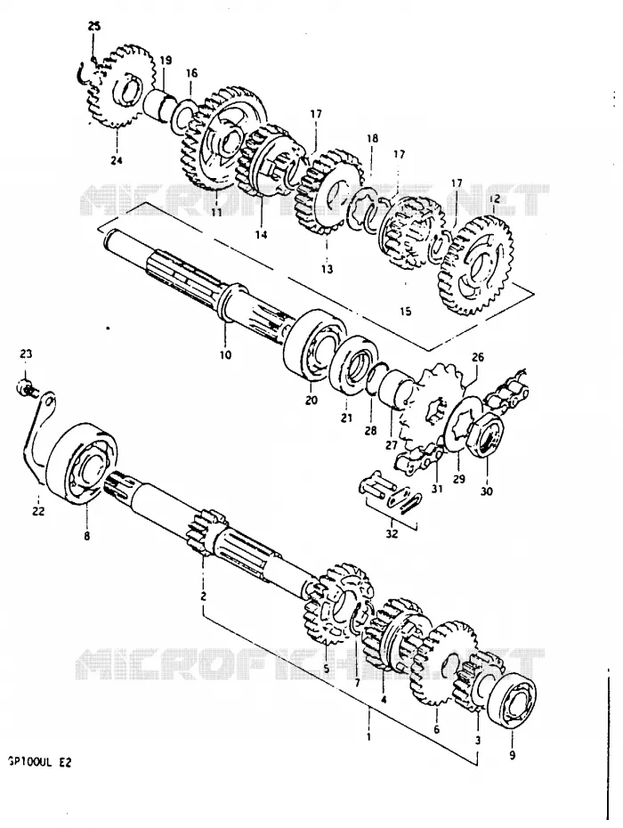 TRANSMISSION Suzuki MOTO 100 GP 1999  GP100EX(X/D/L)