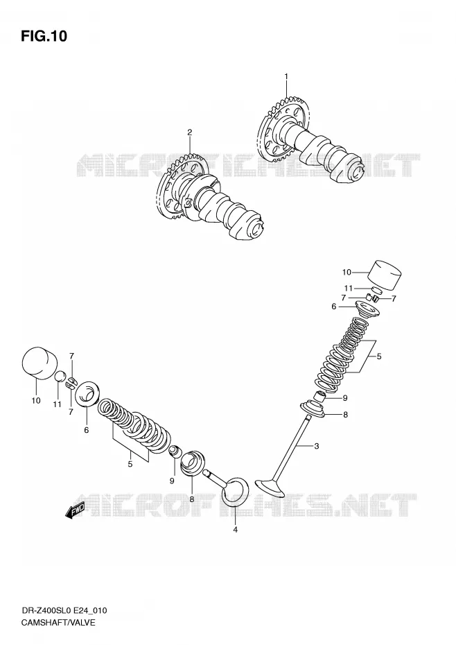 ARBRE A CAMES - SOUPAPES Suzuki MOTO 400 DR-Z 2010  DR-Z400SL0(E24)
