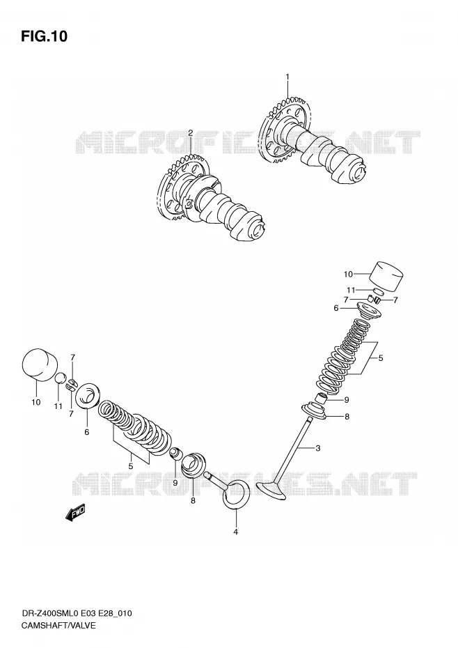 ARBRE A CAMES - SOUPAPES Suzuki MOTO 400 DR-Z 2010  DR-Z400SML0(E3/E28)