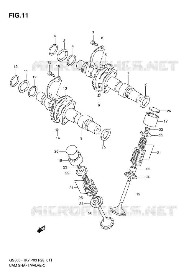 ARBRE A CAMES - SOUPAPES Suzuki MOTO 500 GS-F 2007  GS500FHK7(P3)
