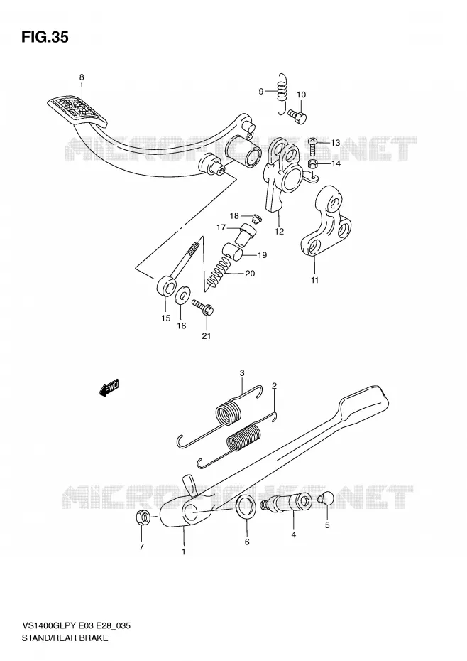BEQUILLE - PEDALE DE FREIN ARRIERE Suzuki MOTO 1400 INTRUDER 2001  VS1400GLPK1(E3/E28)