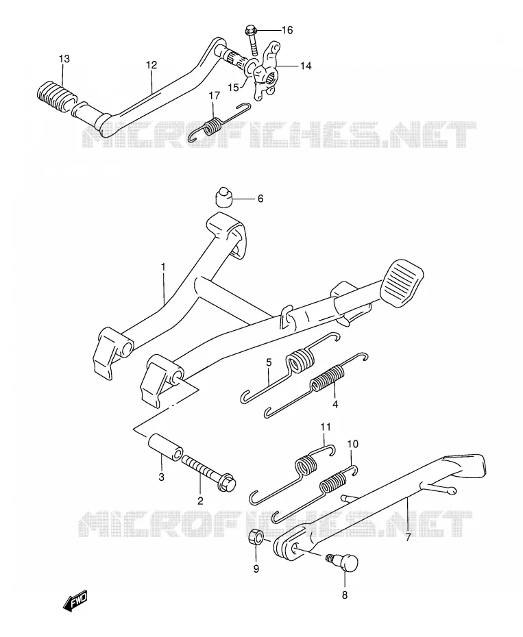 BEQUILLE - PEDALE DE FREIN ARRIERE Suzuki MOTO 500 GS-E 2000  GS500EY(E2)