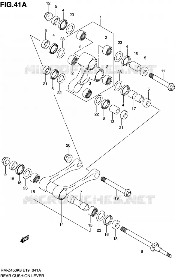 BIELLETTE DE SUSPENSION ARRIERE (RM-Z450L0/L1) Suzuki MOTO 450 RM-Z 2011  RM-Z450L1(E19)