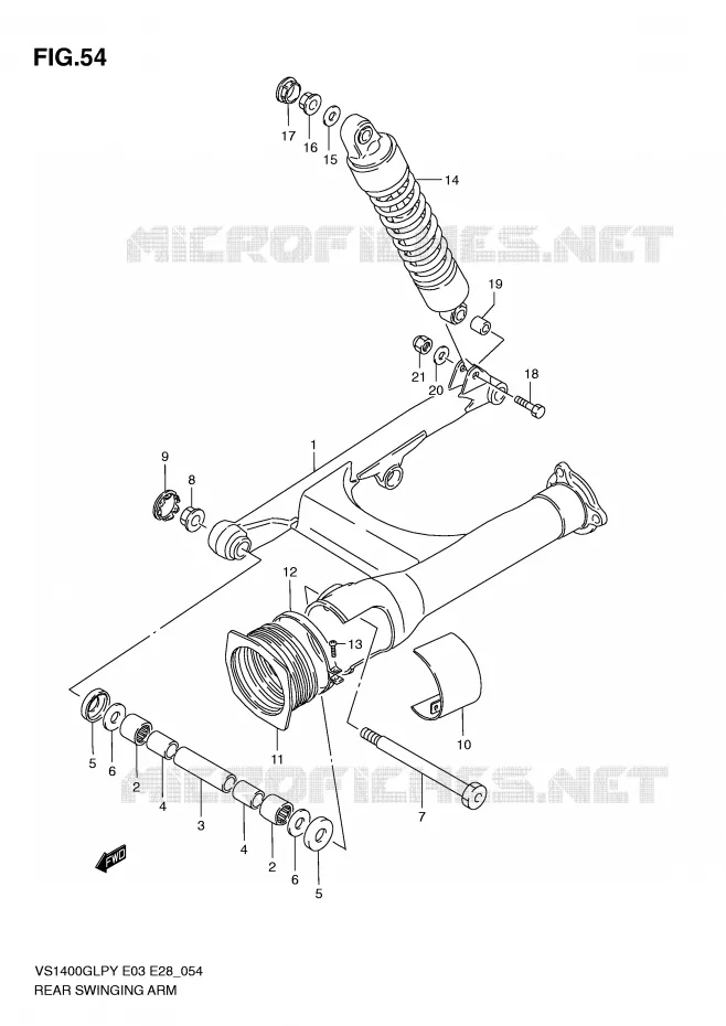 BRAS OSCILLANT ARRIERE (MODELE T/V/W/X/Y) Suzuki MOTO 1400 INTRUDER 1997  VS1400GLPV(E3/E28)