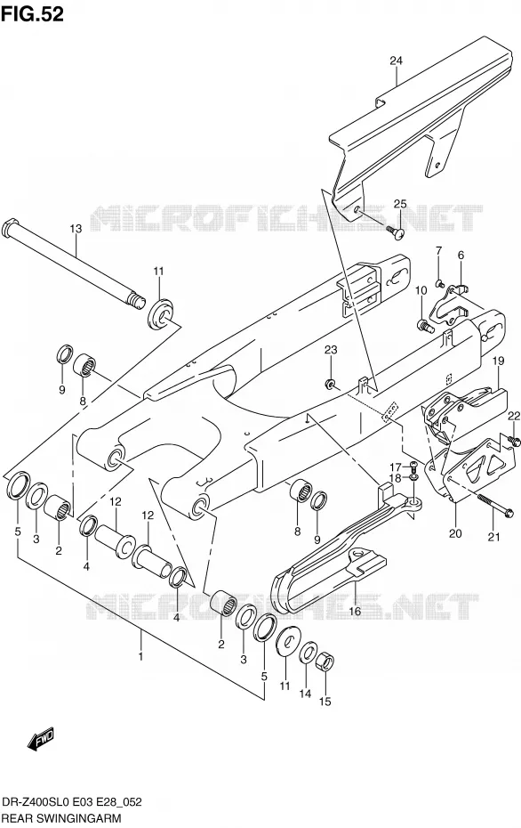 BRAS OSCILLANT ARRIERE Suzuki MOTO 400 DR-Z 2010  DR-Z400SL0(E3/E28)