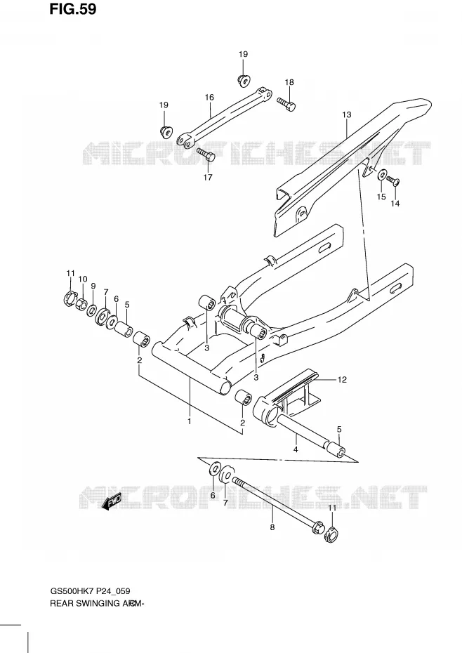 BRAS OSCILLANT ARRIERE Suzuki MOTO 500 GS-E 2008  GS500HK8(P24)