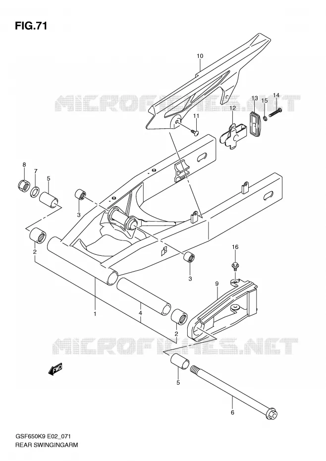 BRAS OSCILLANT ARRIERE Suzuki MOTO 650 BANDIT 2010  GSF650SUAL0(E2)