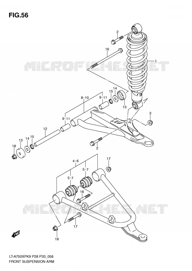 BRAS SUSPENSION AVANT Suzuki QUAD 750 KINGQUAD 2009  LT-A750XPZK9(P28/P33)
