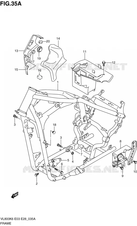 CADRE (MODEL K9/L0) Suzuki MOTO 800 VOLUSIA 2009  VL800K9(E3/E28)