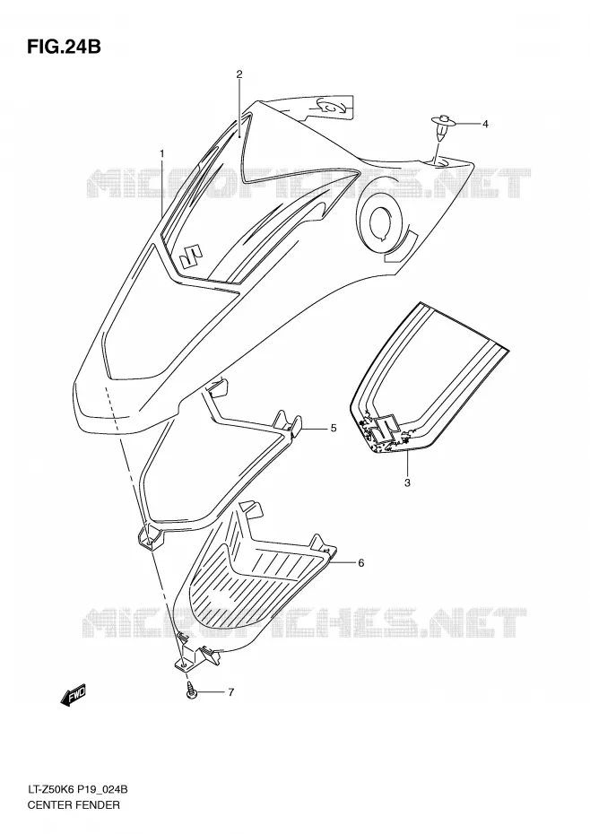 CARENAGE CENTRAL (MODEL L0) Suzuki QUAD 50 QUADSPORT 2012  LT-Z50K9(P19)