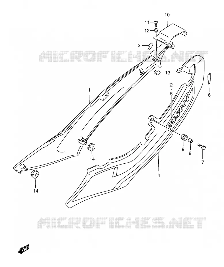 CARENAGES ARRIERE  (MODELE X) Suzuki MOTO 500 GS-E 2000  GS500EUY(E2)