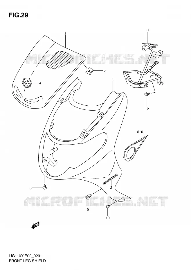 CARENAGES AVANT (MODELE Y) Suzuki SCOOTER 110 UG 2000  UG110Y(E2)