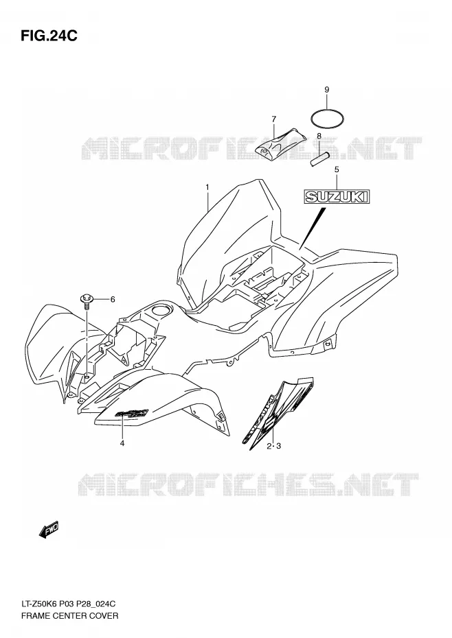 CARENAGES (MODEL L0) Suzuki QUAD 50 QUADSPORT 2008  LT-Z50K8(P3/P28)