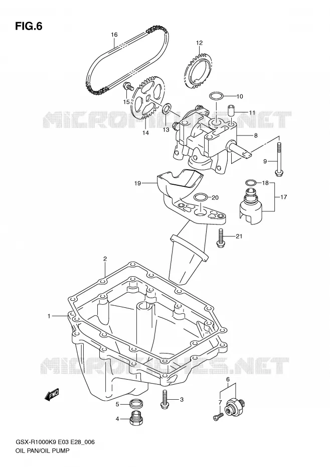 CARTER INFERIEUR - POMPE A HUILE Suzuki MOTO 1000 GSX-R 2010  GSX-R1000L0(E3/E28)