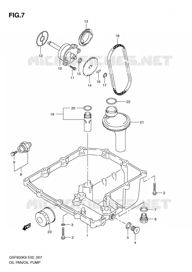 CARTER INFERIEUR - POMPE A HUILE Suzuki MOTO 650 BANDIT 2009  GSF650K9(E2)