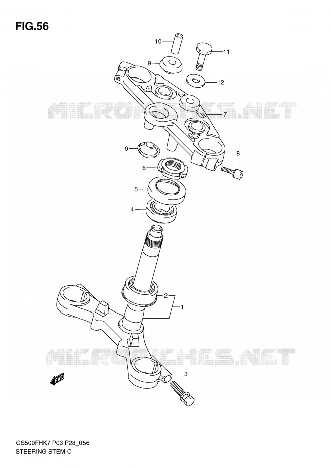 COLONNE DE DIRECTION (GS500FH) Suzuki MOTO 500 GS-F 2009  GS500FHK9(P3)