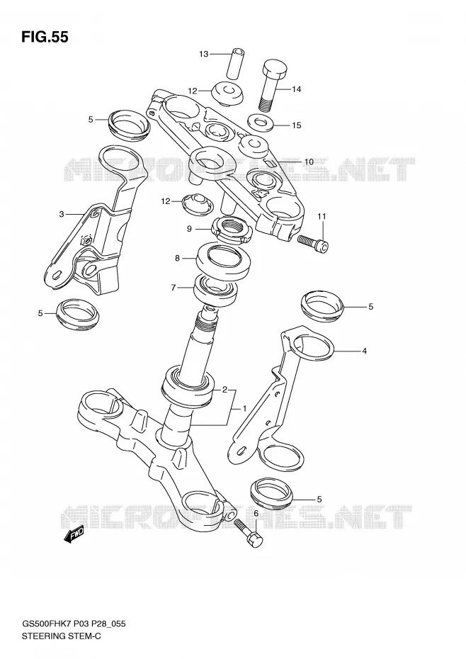 COLONNE DE DIRECTION (GS500H) Suzuki MOTO 500 GS-F 2010  GS500FHL0(P3)