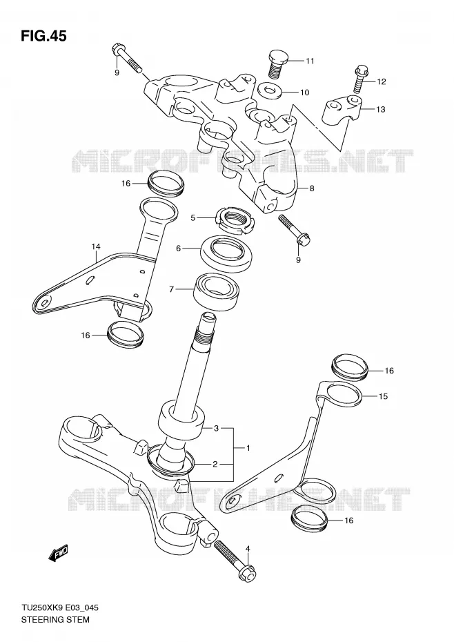 COLONNE DE DIRECTION Suzuki MOTO 250 TU 2009  TU250XK9(E3)