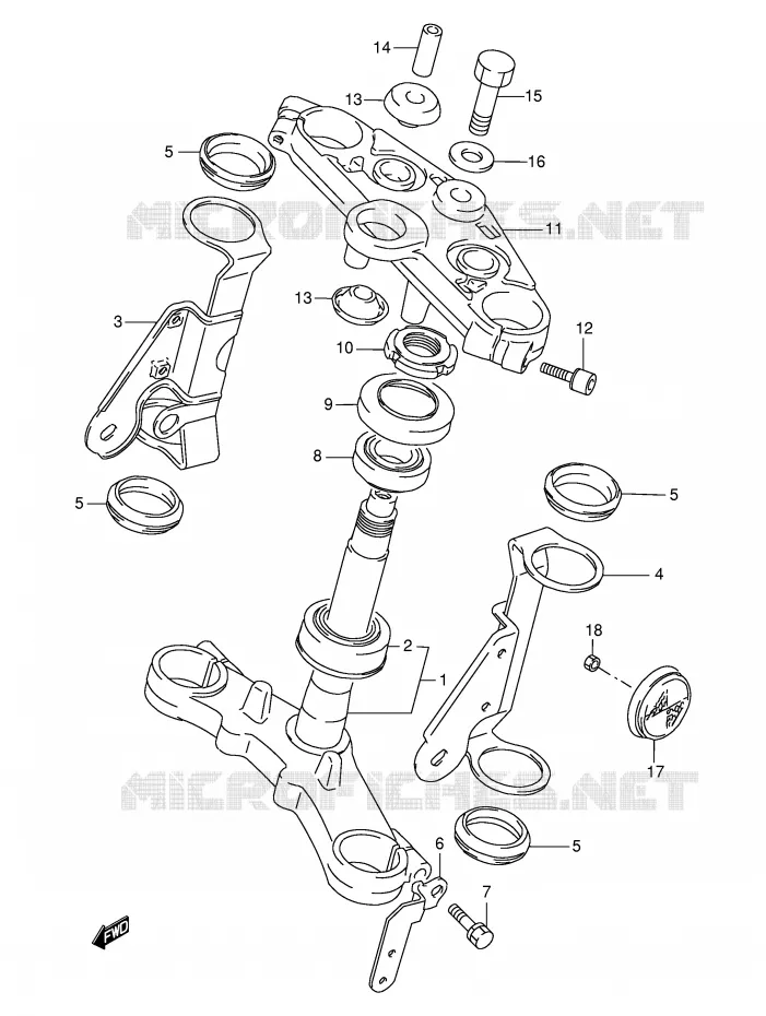 COLONNE DE DIRECTION Suzuki MOTO 500 GS-E 1997  GS500EV(E2)