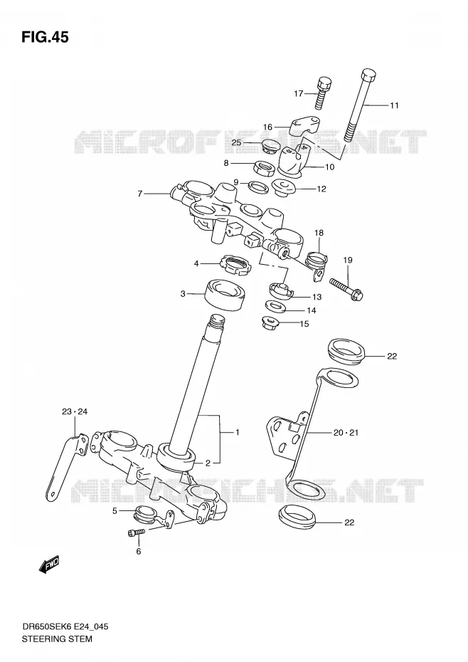 COLONNE DE DIRECTION Suzuki MOTO 650 DR 2007  DR650SEK7(E24)