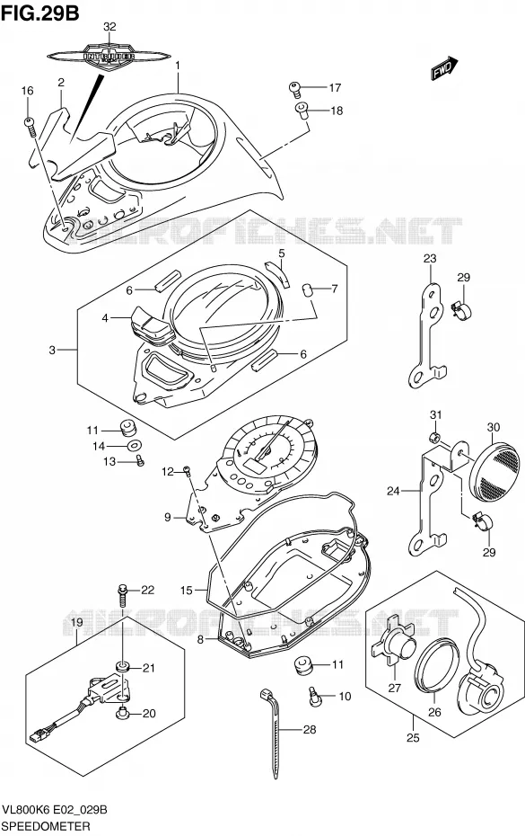 COMPTEUR (VL800CK7/CK8/CUEK8) Suzuki MOTO 800 VOLUSIA 2006  VL800CUEK6(E2)