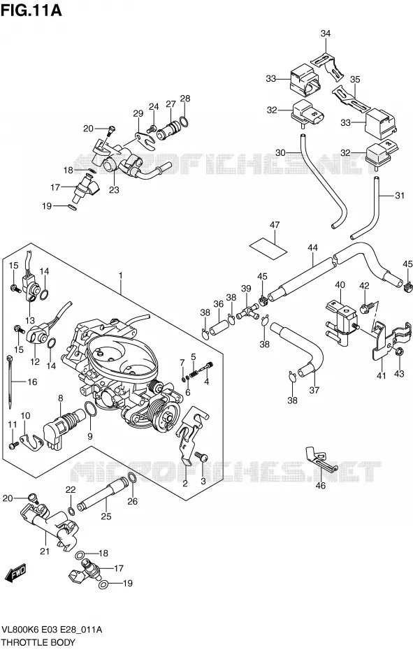 CORPS DE PAPILLON (MODEL K9/L0) Suzuki MOTO 800 VOLUSIA 2010  VL800L0(E3/E28)