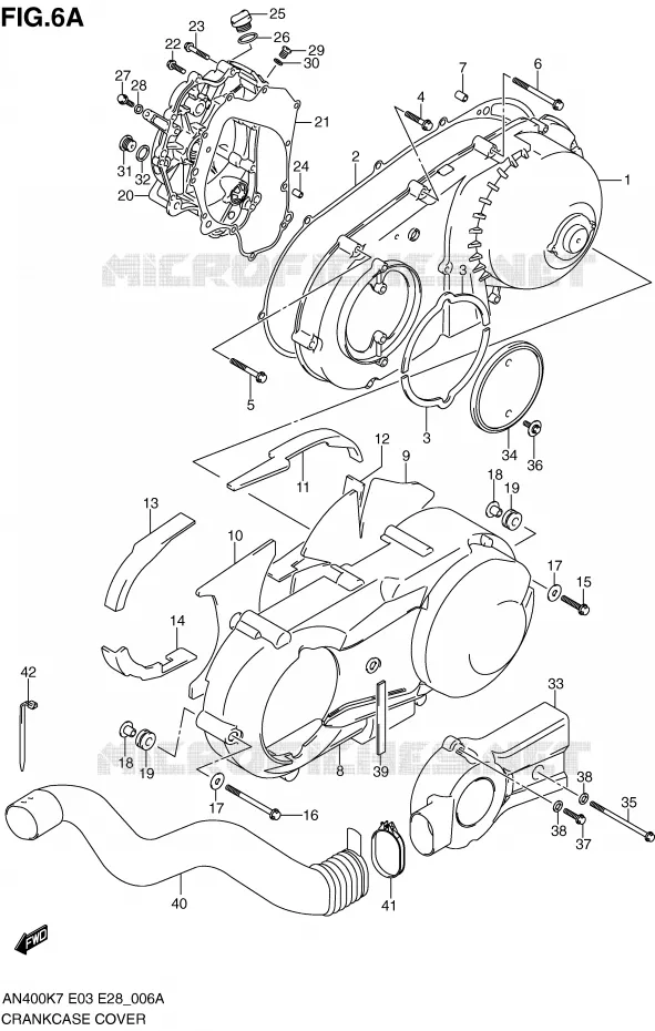 COUVERCLES DE CARTERS (MODEL K9) Suzuki SCOOTER 400 BURGMAN 2010  AN400ZAL0(E3/E28)