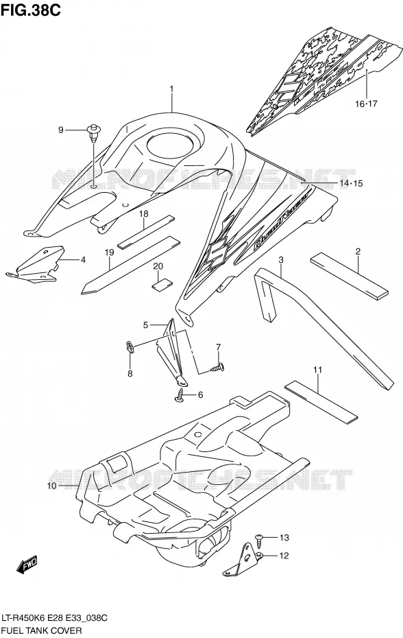 COUVRE RESERVOIR (MODEL L0) Suzuki QUAD 450 QUADRACER 2009  LT-R450K9(E28/E33)