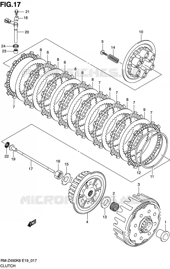 EMBRAYAGE Suzuki MOTO 450 RM-Z 2011  RM-Z450L1(E19)
