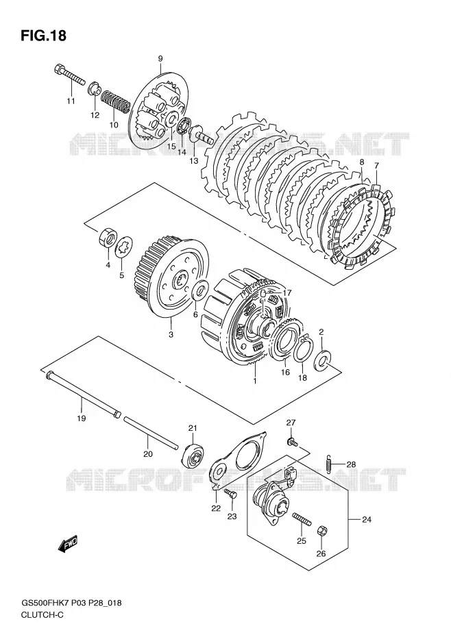EMBRAYAGE Suzuki MOTO 500 GS-F 2007  GS500FHK7(P3)