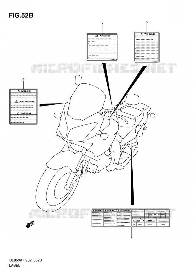 ETIQUETTE (MODEL L0) Suzuki MOTO 650 V-STROM 2007  DL650AK7(E2)
