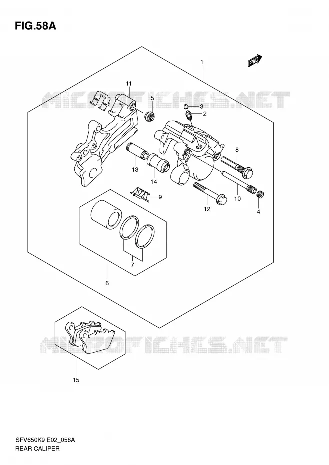 ETRIER DE FREIN ARRIERE (SFV650AK9/UAK9/AL0/UAL0) Suzuki MOTO 650 GLADIUS 2009  SFV650UK9(E2)