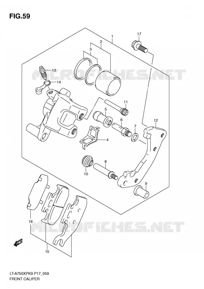 ETRIER DE FREIN AVANT Suzuki QUAD 750 KINGQUAD 2010  LT-A750XPL0(P17)