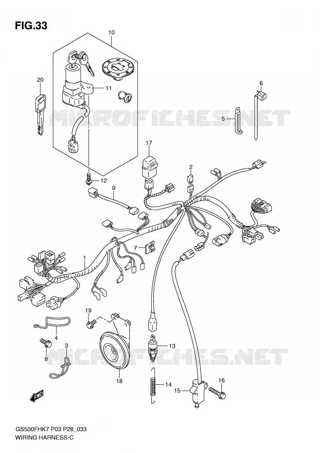 FAISCEAU ELECTRIQUE (GS500H P28, P95) Suzuki MOTO 500 GS-F 2007  GS500FHK7(P3)