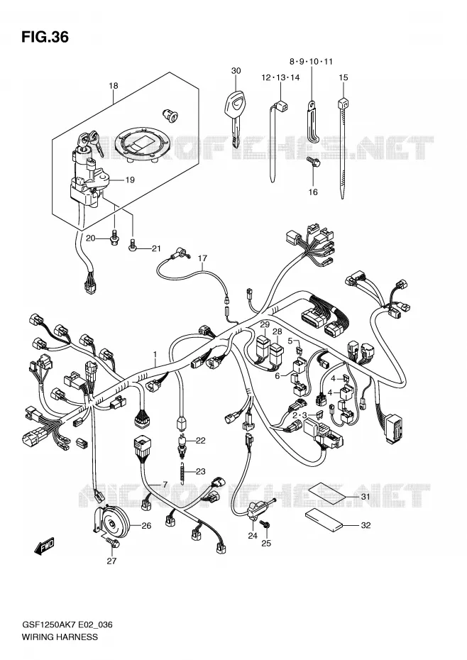 FAISCEAU ELECTRIQUE (GSF1250AK7/AK8/AK9) Suzuki MOTO 1250 BANDIT-S 2010  GSF1250SL0(E2)