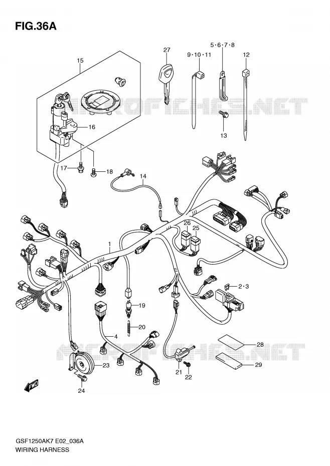 FAISCEAU ELECTRIQUE (GSF1250K7/K8/K9) Suzuki MOTO 1250 BANDIT-S 2010  GSF1250SL0(E2)