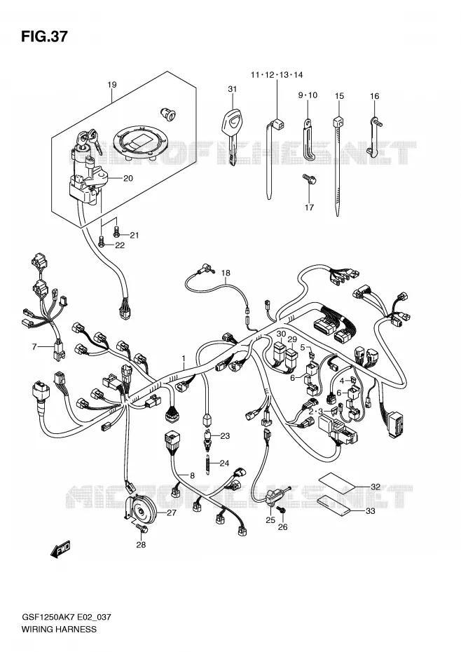 FAISCEAU ELECTRIQUE (GSF1250SAK7/SAK8/SAK9/SAZK9/SAL0) Suzuki MOTO 1250 BANDIT-S 2009  GSF1250SK9(E2)