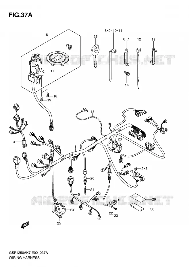 FAISCEAU ELECTRIQUE (GSF1250SK7/SK8/SK9/SL0) Suzuki MOTO 1250 BANDIT-S 2007  GSF1250SK7(E2)