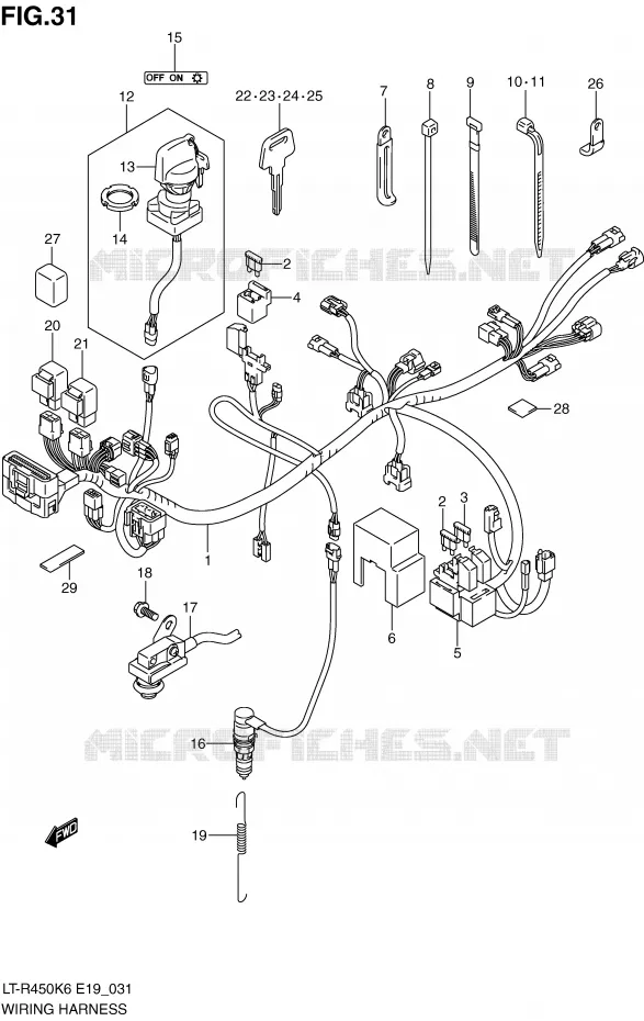 FAISCEAU ELECTRIQUE Suzuki QUAD 450 QUADRACER 2006  LT-R450K6(E19)