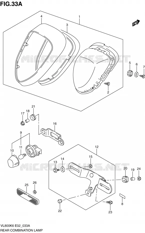 FEU ARRIERE (MODEL K9/L0) Suzuki MOTO 800 VOLUSIA 2007  VL800UEK7(E2)