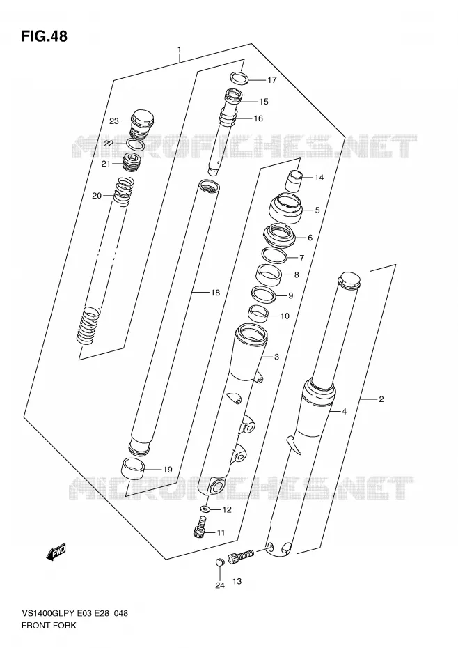 FOURCHE AVANT Suzuki MOTO 1400 INTRUDER 1999  VS1400GLPX(E3/E28)