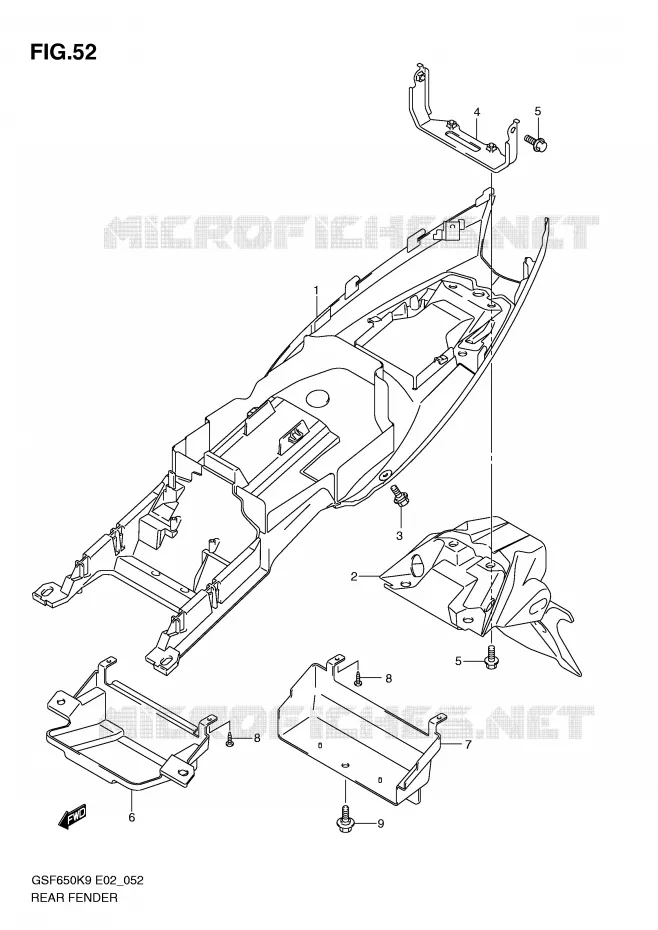 GARDE BOUE ARRIERE Suzuki MOTO 650 BANDIT 2010  GSF650UL0(E2)