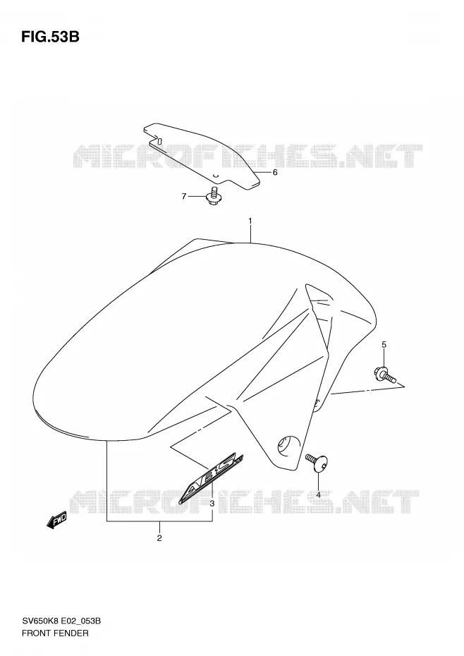 GARDE BOUE AVANT (MODEL L0) Suzuki MOTO 650 SV 2009  SV650SK9(E2)