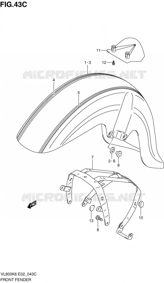 GARDE BOUE AVANT (MODEL L0) Suzuki MOTO 800 VOLUSIA 2009  VL800CUEK9(E2)